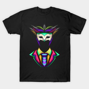 Men Costume With Mask For Mardi Gras T-Shirt